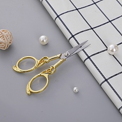 Golden Stainless Steel Scissors, Embroidery Scissors, Sewing Scissors, with Zinc Alloy Handle, Heart, Golden, 110x48mm