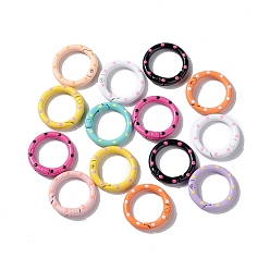 Mixed Color Spray Painted Alloy Spring Gate Rings, Round Ring, Mixed Color, 25x4mm, Inner Diameter: 18mm