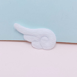 Blanco Forma de ala de ángel para coser en accesorios de adorno esponjosos de doble cara, decoración artesanal de costura diy, blanco, 48x24 mm
