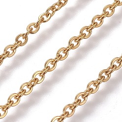 Golden 304 Stainless Steel Cable Chains, Soldered, with Spool, Flat Oval, Golden, 2.5mm, Link: 3x2.5x0.6mm, about 82.02 Feet(25m)/roll