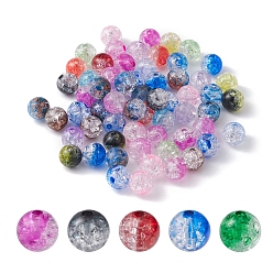 Couleur Mélangete Transparent perles acryliques craquelés, ronde, couleur mixte, 8x7.5mm, Trou: 1.8mm