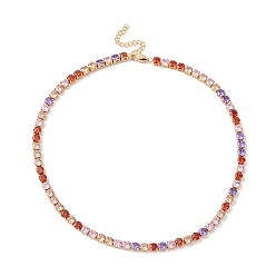Coloré Collier de tennis classique en zircone cubique, placage sous vide 304 bijoux en acier inoxydable pour femmes, or, colorées, 16.65 pouce (42.3 cm)