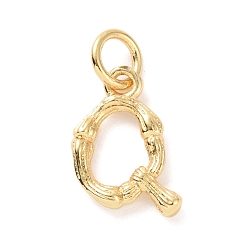 Letter Q Brass Pendants, with Jump Ring, Golden, Letter Charm, Letter Q, 12x9x2mm, Hole: 3mm