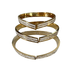 Золотой Шарнирные браслеты V-образной формы/шеврона, браслет из полимерной глины со стразами, вакуумное покрытие 201 женские браслеты из нержавеющей стали, золотые, внутренний диаметр: 2x2-1/4 дюйм (5.05x5.8 см)