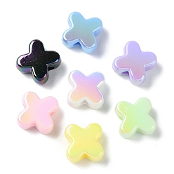 Mixed Color UV Plated Acrylic Beads, Iridescent, Cross, Mixed Color, 15x15x8mm, Hole: 4mm
