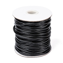 Черный Корейские вощеные полиэфирные шнуры, чёрные, 3 мм, Около 47 ярдов / рулон
