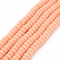Light Salmon Handmade Polymer Clay Beads Strands, for DIY Jewelry Crafts Supplies, Flat Round, Light Salmon, 6~7x3mm, Hole: 1.5mm, about 113~116pcs/strand, 15.55 inch~16.14 inch(39.5~41cm)