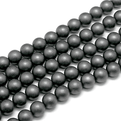 Non-magnetic Hematite Frosted Non-magnetic Synthetic Hematite Round Bead Strands, Grade AA, 8mm, Hole: 0.8mm, about 50pcs/strand, 16 inch