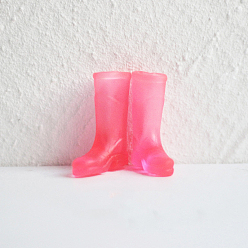 Pale Violet Red Mini Long Rain Boots Doll Making Ornaments, Micro Doll Shoes Accessories, Pale Violet Red, 27x9x34mm, Inner Diameter: 13mm