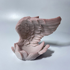 Pink Держатель подставки для дисплея из смолы крыла для кристалла, подставка для хрустальных сфер, розовые, 10x6x8~8.5 см