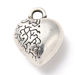 Antique Silver Tibetan Style Alloy Charms, Heart Charm, Antique Silver, 12x9.5x5mm, Hole: 1.6mm, about 316pcs/500g
