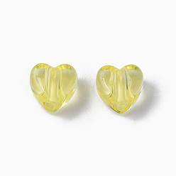 Amarillo Abalorios de acrílico transparentes, corazón, amarillo, 8x8.5x5.5 mm, agujero: 2.5 mm, Sobre 2030 unidades / 500 g