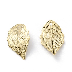 Real 24K Gold Plated Brass Pendants, Leaf, Real 24K Gold Plated, 17.5x10x2.5mm, Hole: 1mm