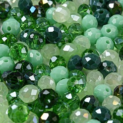 Verde Lima Perlas de vidrio, facetados, Rondana plana, verde lima, 10x8 mm, agujero: 1 mm, Sobre 560 unidades / 500 g