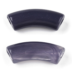 Dark Slate Blue Acrylic Beads, Imitation Gemstone, Curved Tube, Dark Slate Blue, 36x13.5x11.5mm, Hole: 4mm, about 148pcs/500g