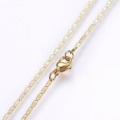 Golden 304 Stainless Steel Mariner Link Chain Necklaces, with Lobster Claw Clasps, Golden, 17.7 inch(45cm), 2.8x0.6mm, link: 6x2.8x0.6