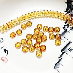 Gold Transparent Glass Beads, Abacus/Disc, Gold, 8.5x4.5mm, Hole: 1.6mm
