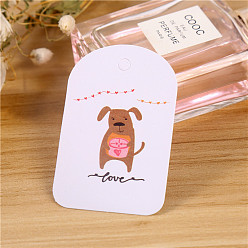 Dog Paper Gift Tags, Hange Tags, For Wedding, Valentine's Day, Dog Pattern, 6.5x4.3cm, 100pcs/bag