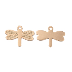 Light Gold Long-Lasting Plated Brass Charms, Dragonfly Charm, Light Gold, 8x11x0.3mm, Hole: 0.9mm
