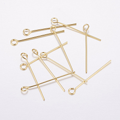 Real 18K Gold Plated Brass Eye Pin, Long-Lasting Plated, Real 18K Gold Plated, Cadmium Free & Nickel Free & Lead Free, 25mm, Pin: 0.5mm