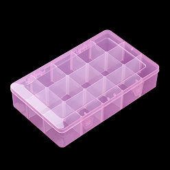 Бледно-Розовый Пластмассовый шарик контейнеры, регулируемая коробка делителей, съемные отсеки 15, прямоугольные, розовый жемчуг, 27.5x16.5x5.7 см
