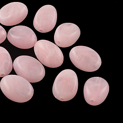 Бледно-Розовый Овальной имитация драгоценных камней акриловые бусины, розовый жемчуг, 18x13x9.5 мм, Отверстие : 2 мм , около 310 шт / 500 г