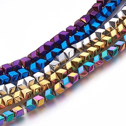 Mixed Color Electroplated Non-magnetic Synthetic Hematite Beads Strands, Polish, Mixed Color, 6x5.5x6mm, Hole: 1mm, about 74pcs/strand, 15.94 inch(40.5cm)