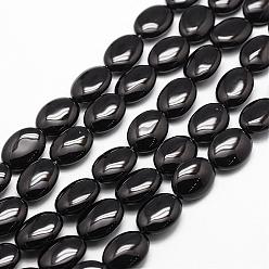 Black Onyx Natural Black Onyx Beads Strands, Grade A, Dyed & Heated, Oval, 18x13x6.5mm, Hole: 1mm, about 22pcs/strand, 15.16 inch~15.35 inch