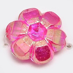 Deep Pink Eco-Friendly Transparent Acrylic Beads, Rice, AB Color, Deep Pink, 6x3mm, Hole: 1mm, about 19500pcs/500g