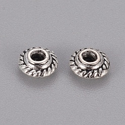 Antique Silver Tibetan Style Spacer Beads, Antique Silver, Cadmium Free & Lead Free & Nickel Free, 5x3mm, Hole:1.5mm