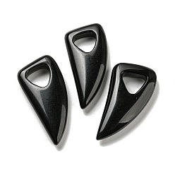 Obsidian Natural Obsidian Pendants, Horn Charms, 41~43x20x7.5~8mm, Hole: 10.5~11mm