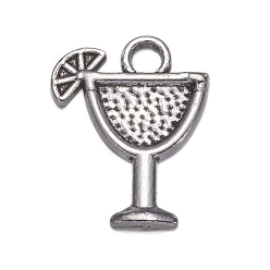 Antique Silver Tibetan Style Tropical drink Alloy Pendants, Lead Free and Cadmium Free, Margarita, Antique Silver, 17x14x2mm, Hole: 1.5mm