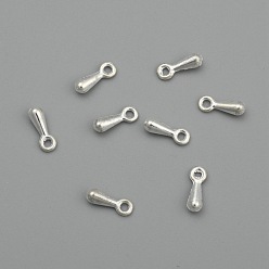 Plata Charms de aleación, caída del extensor de cadena, lágrima, el color plateado de plata, 7x2.5x2 mm, agujero: 1 mm, sobre 5000 unidades / bolsa