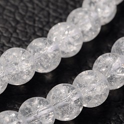 Clear Synthetic Crackle Quartz Beads Strands, Round, Synthetic Crystal, Clear, Clear, 6mm, Hole: 1mm, about 68 pcs/strand, 15.5 inch