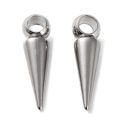 Stainless Steel Color 304 Stainless Steel Pendants, Cone Charm, Stainless Steel Color, 21x5.5mm, Hole: 3.2mm
