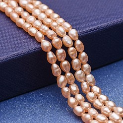 Pearl Natural Cultured Freshwater Pearl Beads Strands, Potato, Bisque, 4~5x3~3.5mm, Hole: 0.5mm, about 76~77pcs/strand, 13.58 inch(34.5cm)