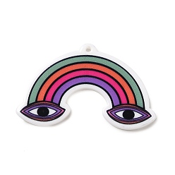 Rainbow Opaque Resin Pendants, Cartoon Charms, Colorful, Rainbow, 29x46x2mm, Hole: 1.4mm