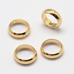 Real 18K Gold Plated Ring Grade AAA Brass Bead Frames, Cadmium Free & Nickel Free & Lead Free, Real 18K Gold Plated, 3.5x11.5mm, Hole: 1mm