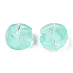 Turquoise Transparent Spray Painted Glass Beads, Moon with Star, Turquoise, 14x12.5x5mm, Hole: 1mm