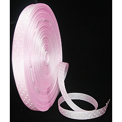Pink Polka Dot Ribbon Grosgrain Ribbon, Pink, three points on an oblique line, about 3/8 inch(10mm) wide, 50yards/roll(45.72m/roll)