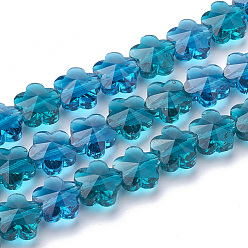 Bleu Dodger Des billes de verre transparentes, facette, prunier, Dodger bleu, 13x13.5x8.5mm, Trou: 1mm