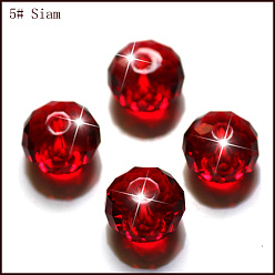 Rojo Oscuro Imitación perlas de cristal austriaco, aaa grado, facetados, Rondana plana, de color rojo oscuro, 6x4 mm, agujero: 0.7~0.9 mm