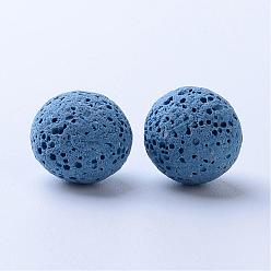 Royal Blue Unwaxed Natural Lava Rock Beads, for Perfume Essential Oil Beads, Aromatherapy Beads, Dyed, Round, No Hole/Undrilled, Royal Blue, 10mm