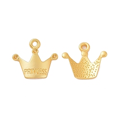 Золотой Подвеска из сплава со стразами, корона со словом принцессы, золотые, пригодный для стразов 1.5 мм, 16.5x18.5x1 мм, отверстие : 1.6 мм