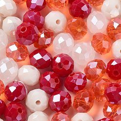 Tomato Glass Beads, Faceted, Rondelle, Tomato, 4x3mm, Hole: 0.4mm, about 6800pcs/500g