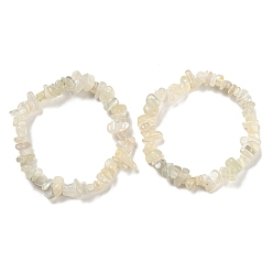 White Moonstone Bracelet extensible en perles de pierre de lune blanche naturelle, diamètre intérieur: 2~2-1/8 pouce (5~5.5 cm)