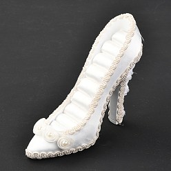 Blanco Soporte de exhibición de joyería de zapatos de tacón alto de franela y resina, exhibición del soporte del tenedor de la joyería del anillo del collar del pendiente, blanco, 15x4.2x12.5 cm
