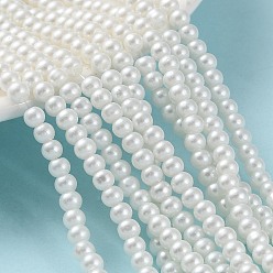 Blanco Bicarbonato de vidrio pintado nacarado perla hebras grano redondo, blanco, 4~5 mm, agujero: 1 mm, sobre 210 unidades / cadena, 31.4 pulgada