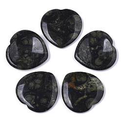 Jasper Rhyolite Pierre de souci de pouce de jaspe de rhyolite naturelle, pierres de paume de poche, pour guérir le soulagement du stress reiki, forme de coeur, 39~40x39~40x5~6mm