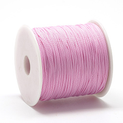 Rose Nacré Câblés de polyester, perle rose, 0.8mm, environ 131.23~142.16 yards (120~130m)/rouleau